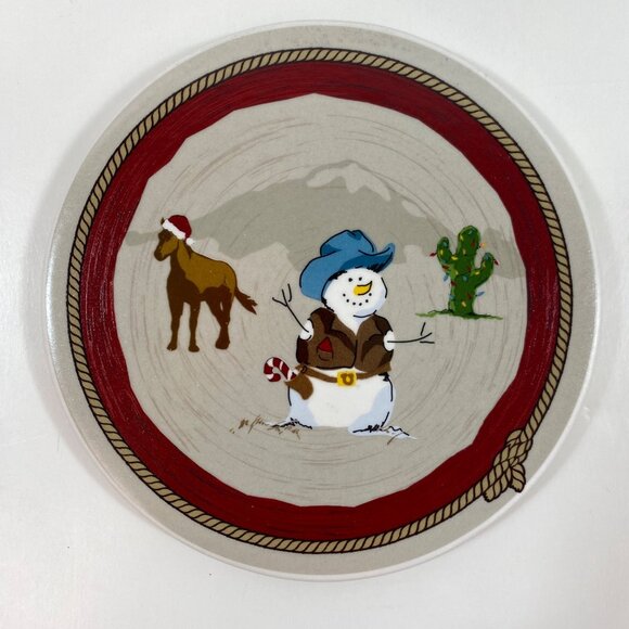Sonoma Life+Style Happy Trails Holiday Set Of 4 Coasters Snowman Cowboy 4.25" - Picture 5 of 10